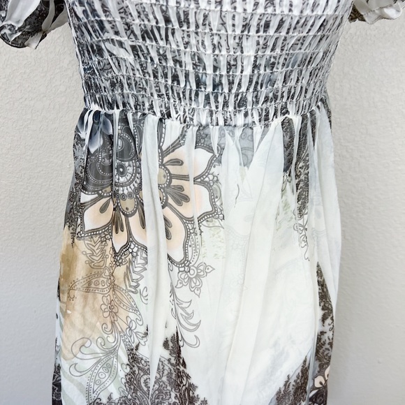 Papaya Y2K Silky Bohemian Pattern Puff Sleeve Blouse - Picture 5 of 7